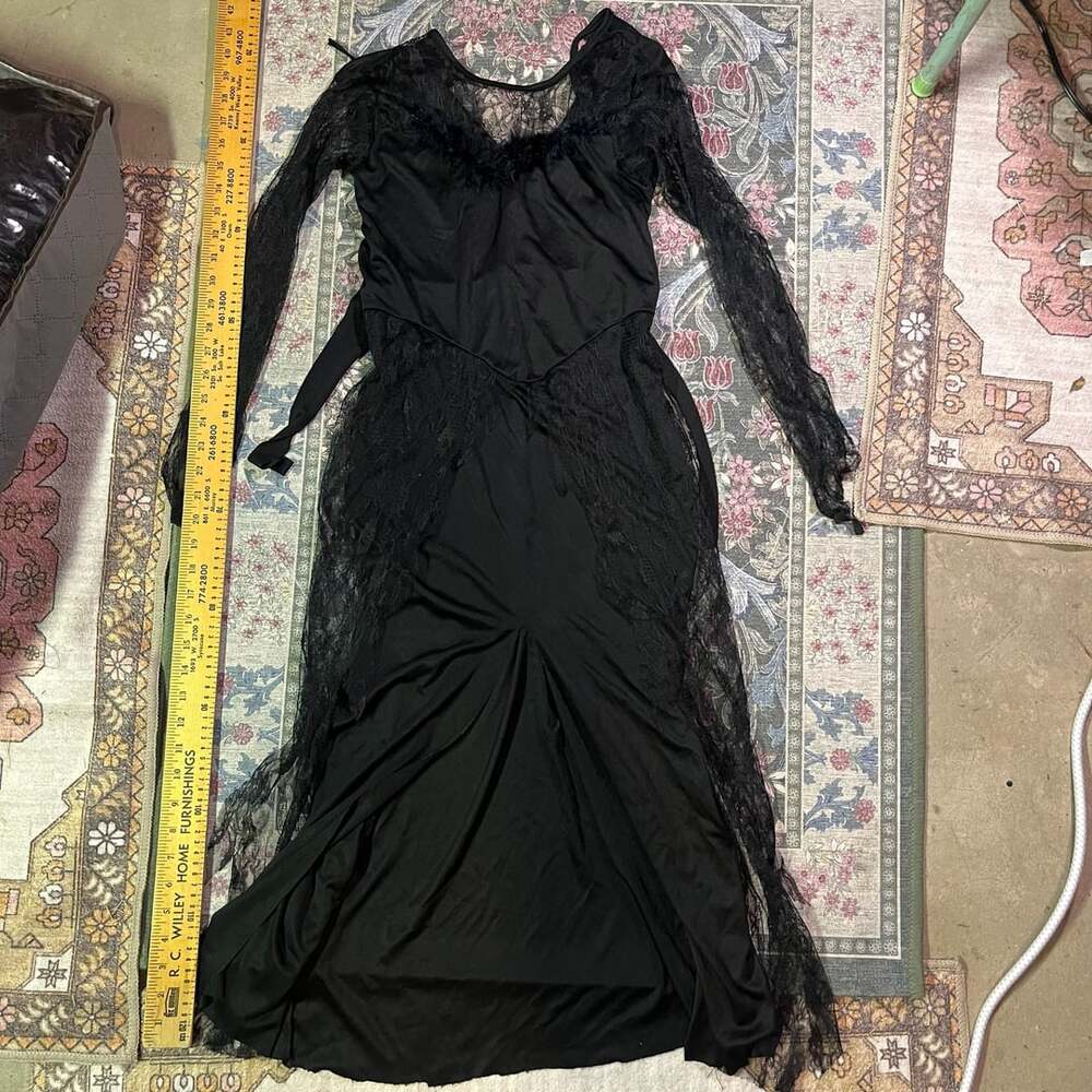 Vintage Black Lace Goth Fairy Maxi Dress
